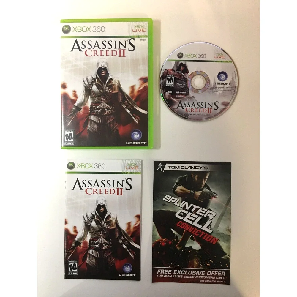 Assassin's Creed II 2 (Microsoft Xbox 360, 2009) CIB Complete w/Manual & Key